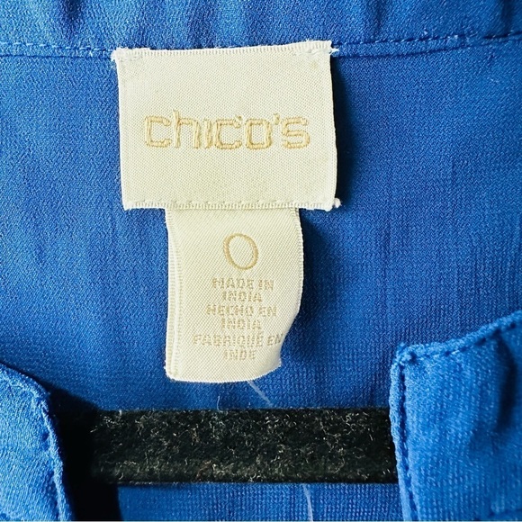 NWT Chico’s Women’s SzO Viking Blue Relaxed Elegance Fayth Long Sleeve Woven Top - Picture 3 of 4